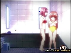 Hai cô gái đồng tính nữ trẻ chơi trong phòng tắm - Hentaixxx