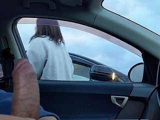 Handjob connected with car