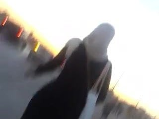 Seksi hijab keldai berjalan kaki